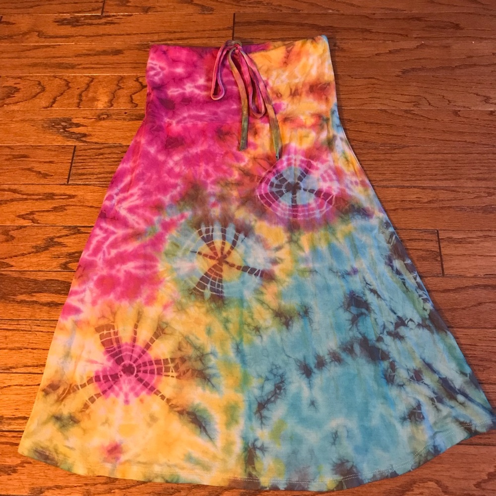 Tye dye mid length skirt